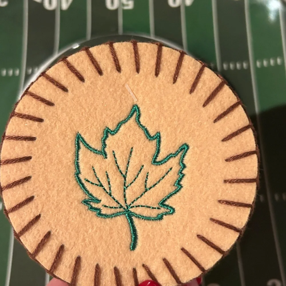 Handmade Tan Felt Coasters with Maple Leaf Embroidery Design NEW
